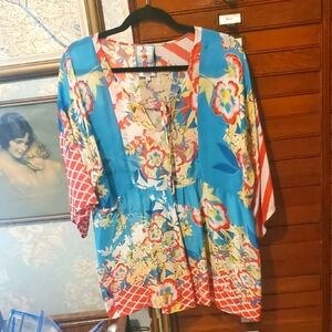 Floral Multicolor Women's Top L Johnny Was